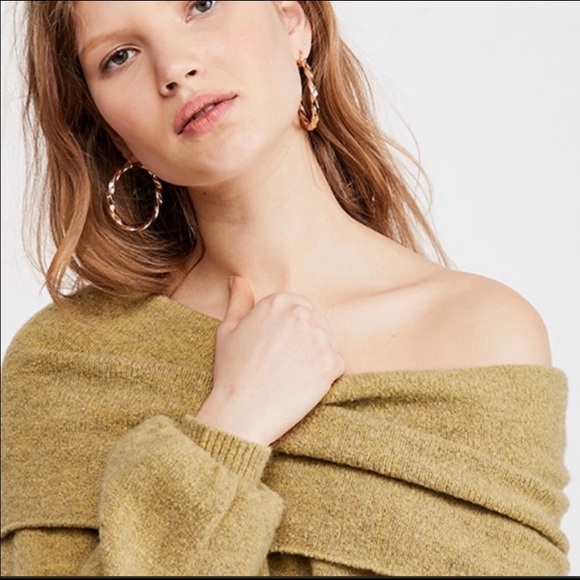 Free People Echo Beach Pullover Green Heather - Picture 2 of 5